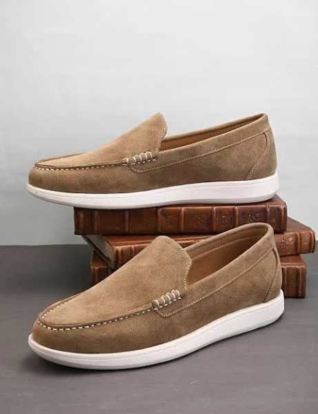 Mast & Harbour Men's Round Toe Memory Foam Suede Loafers